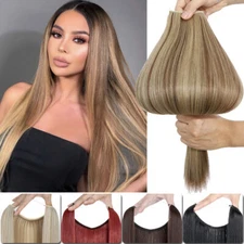 Real Natural Invisible Wire Hair Extensions One Piece with Miracle Ring Balayage