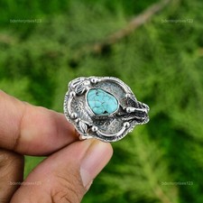 Gift For Her 925 Silver Natural Tibetan Turquoise Multi Stone Adjustable Ring