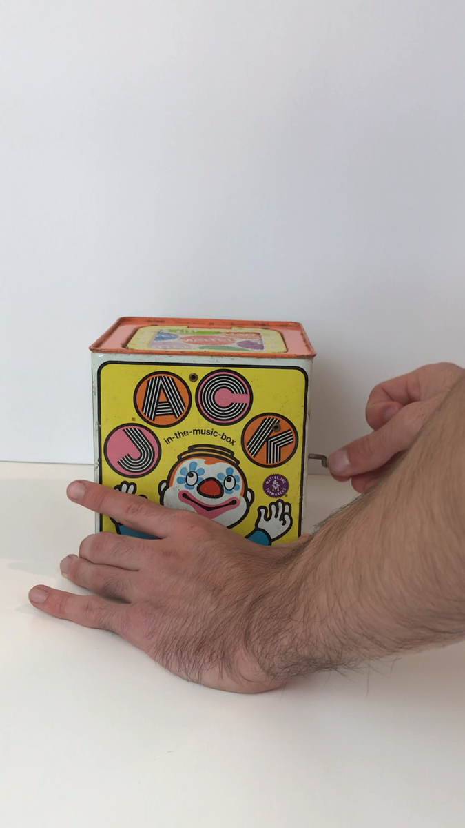 【1968 USA vintage】MATTEL びっくり箱　トラ　おもちゃ Vintage 1968 Tin Mattel Clown Jack in the Box Toy Wind Up