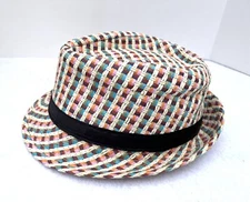 100% PAPER HAT - MULTICOLOR RAINBOW PATTERN - SIZE 59 CM LADIES WOMEN'S