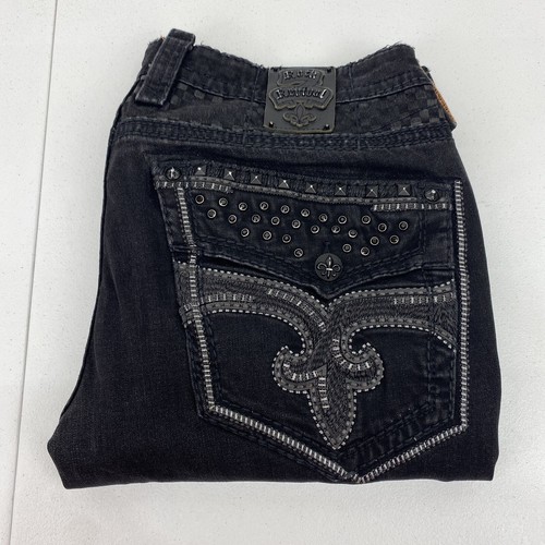 Rock Revival Jeans Men Size 42X33 Straight Tilden Rocker Embroidered