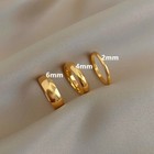 Plain Solid Band Ring Wedding Friendship 2/4/6mm Man Woman 18k Gold Plated Thin
