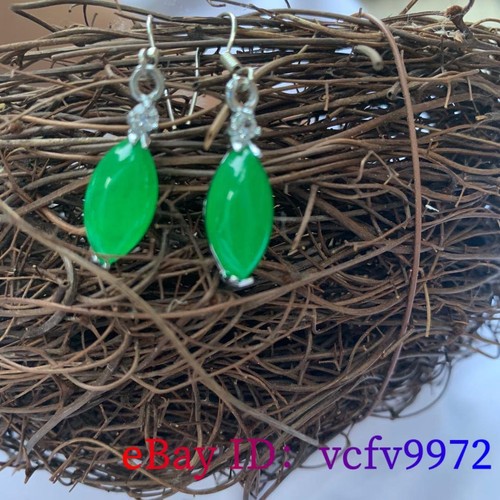 Grüne Jade Ohrringe Natürliche Energie Schmuck Damen 925 Silber Edelstein Vintage - Bild 13 von 33