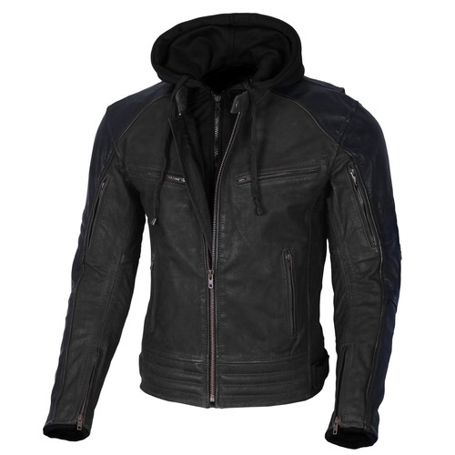 Australian Bikers Gear Motorbike Nubuck waxed Leather Jacket Removable Hoodie - Picture 18 of 21