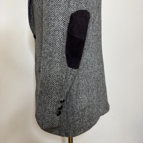 Bachrach Men's 43L Blazer Herringbone Gray Sport Coat Jacket Wool Tweed - Picture 2 of 10