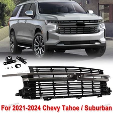 Front Upper Grille For 2021-2024 Chevrolet Tahoe/Suburban LS LT RST Gloss Black