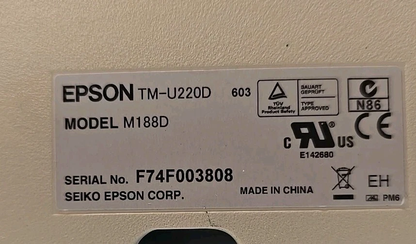 Epson POS Receipt Dot Matrix 2 Color Printer TM-U220D/M188D 603 Parallel Port - Image 3 of 4