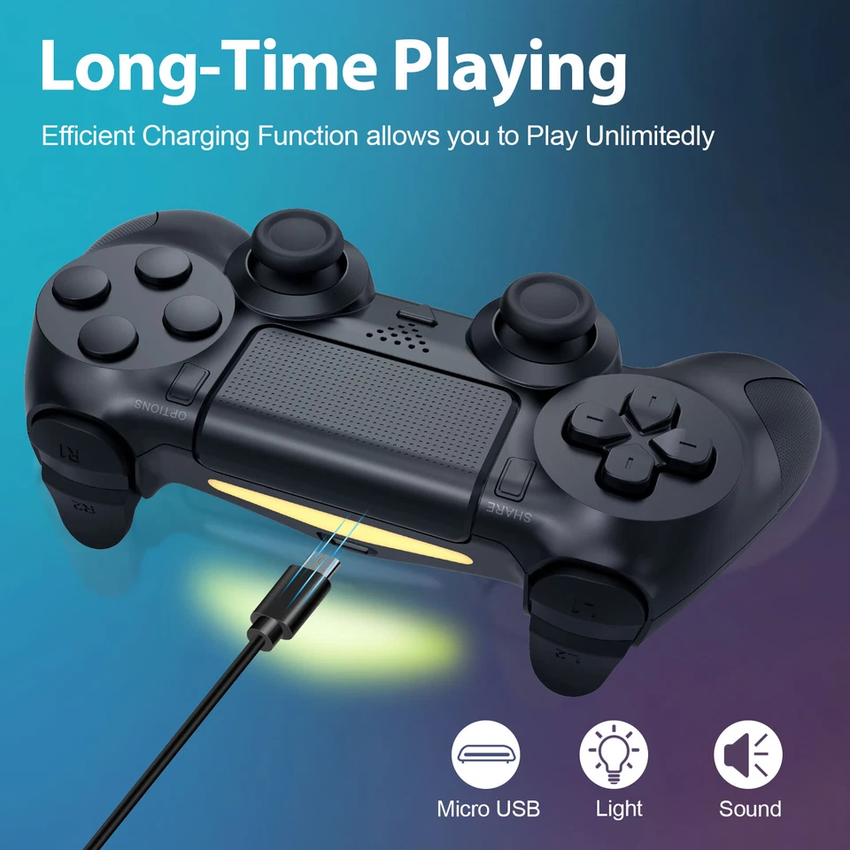 Wireless Bluetooth Controller Game Joystick Double Vibration for PS4/Slim/Pro - image 3 of 4