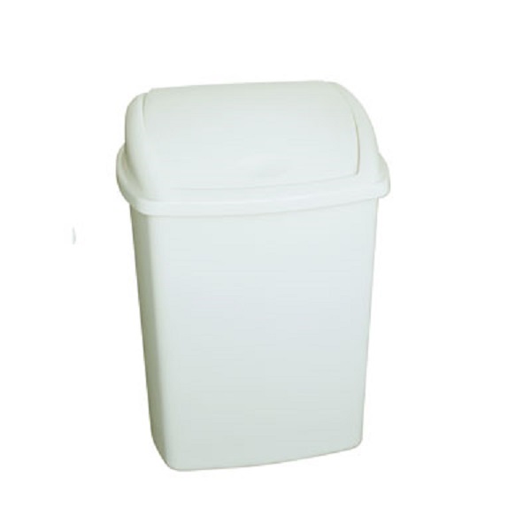 Plastic Swing Top Bin White Waste Rubbish Bin Kitchen Dustbin 5 Sizes