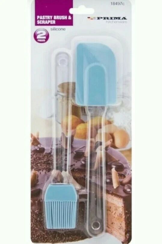 2PC SILICONE PASTRY BRUSH AND SCRAPER KITCHEN BAKING COOKING TOOL SPATULA BBQ - Image 2 of 3