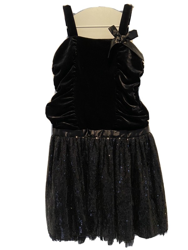 Abs Girls Black Velvet Sequin Dress Size 12 Bnwot Evening /wedding / Formal