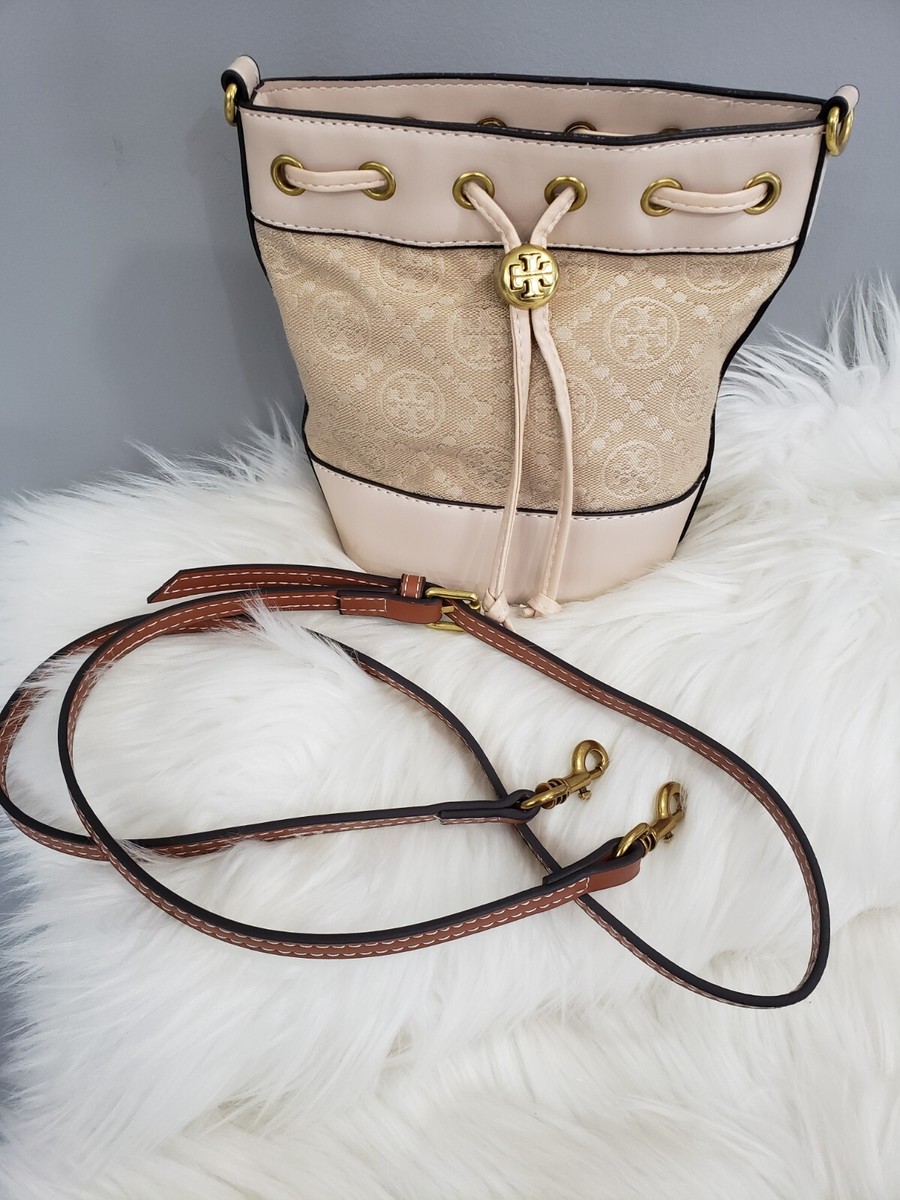 ショルダーバッグ・ポシェット [Tory Burch] T Monogram Mini Bucket Bag - IVORY Tory Burch T Monogram Perforated Leather Mini Bucket Bag New