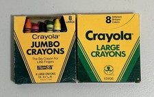 Vintage 80s Crayola 8 Pack Jumbo Crayons Box, Binney  Smith - Lot Of 2 Boxes