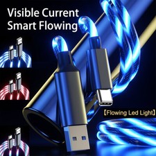 LED Light Flow Charging Cable Cord Type C USB Charger Cable For Samsung Android