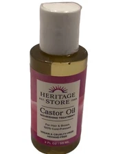 (2 Pack) Heritage Store Nourishing Treatment Cold Pressed Castor Oil 2 Oz Each