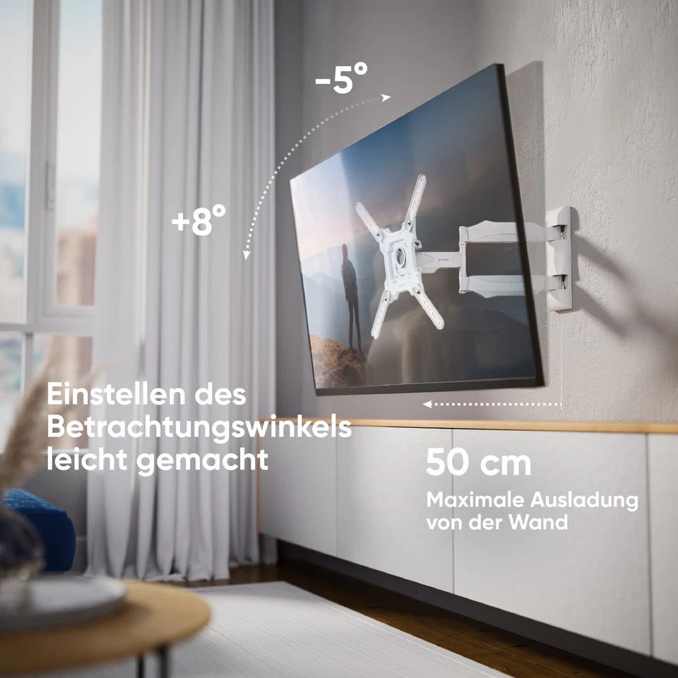 ONKRON Wall Mount Swivel for 32-65", up to 35 kg, VESA 100x100-400x400, M4-W - Image 2 of 4