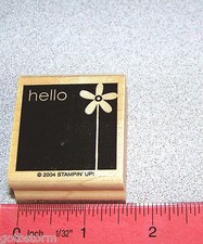 Hello Rubber Stamp Single Long Stem Flower Daisy Clean by Stampin Up Merry Mix