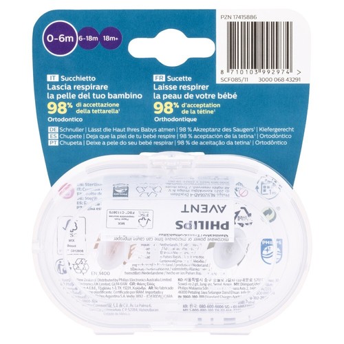 AVENT Ultra Air Plain 2 Pack Soothers 0-6m - Mixed Newborn Dummies SCF085/11 - Picture 3 of 4