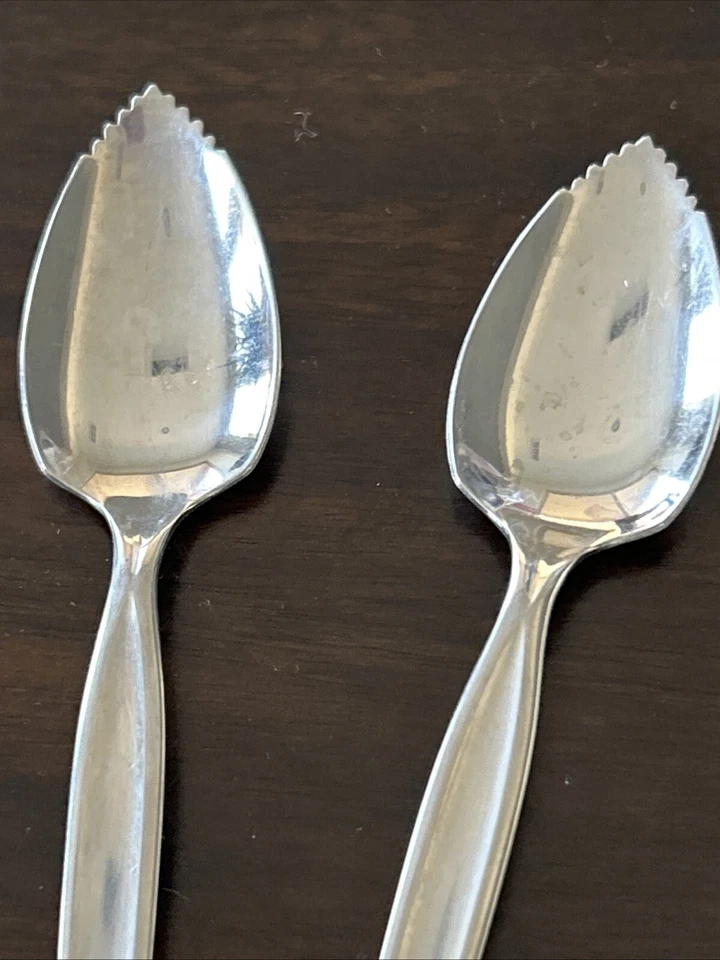 Lote de 4 cucharas plateadas vintage de pomelo cítrico de mediados de siglo Wm Rogers Foto 3 de 4