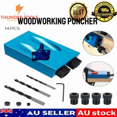 Thunder Tools 7/14Pcs 15 Degrees Pocket Hole Jig Kit Woodworking Hole Drilling