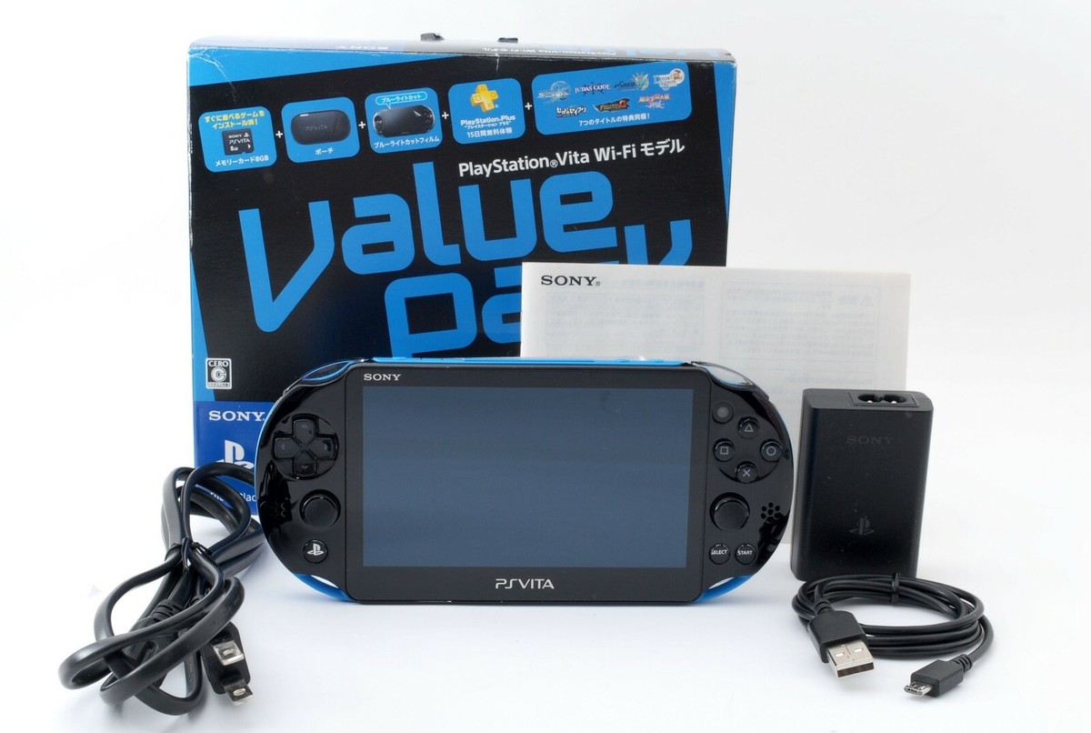 Sony PS Vita Blue Black Slim PCH-2000 w/ Charger + Box Sony PS Vita Blue Black Slim PCH-2000 w/ Charger + Box