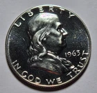 1963 FRANKLIN Half Dollar 50c Cents 90% Silver PROOF COIN ~Cameo Eye Appeal BUnc