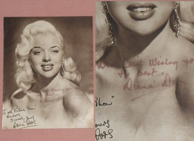 DIANA DORS -Vintage Signed 8X10 B/W Book Plate Photo To Cecil Private Collection
