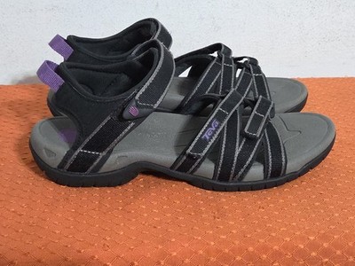 Teva Sandals Womens 7 Tirra Strappy Black Gray Open Toe Hook And Loop 4266
