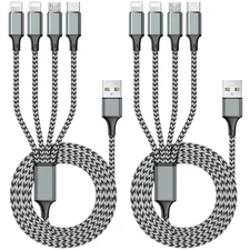 Multi Charging Cable 6FT 2Pack Multi Charger Cable 4 in 1 Universal Multiple ...