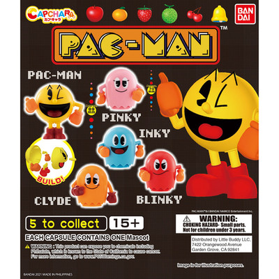 PAC-MAN GASHAPON COMPONTIBLES KOMPLETTE SERIE 5 STÜCK 5CM BANDAI