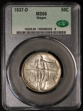 1937 D CAC MS66 Oregon Commemorative Half Dollar Item#P21216