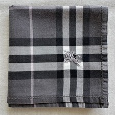 MENS Handkerchief VTG Black Gray Check Plaid Classic Cotton Pocket Square 18"