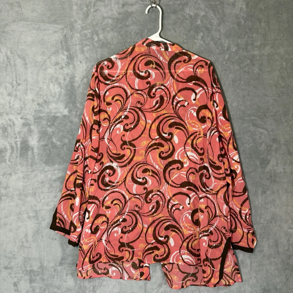 Nuevo con etiquetas Top Maggie Barnes 2X Túnica Artística Rosa Remolino Dorado Semi Transparente Ligero Foto 4 de 4