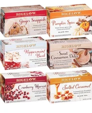 Bigelow Seasonal 6 Flavor Variety Pack 18 - Count Box Pack of 6 108 Tea Bags C3