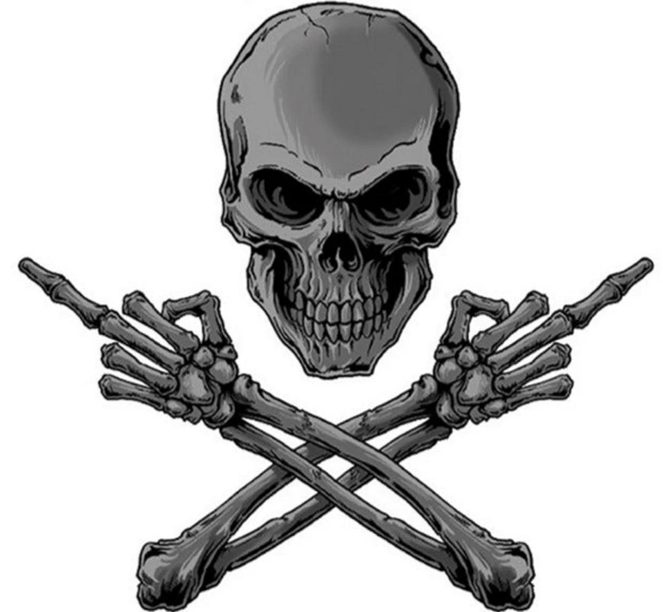 Aufkleber Mittelfinger Totenkopf 6,5 x 6,5 cm Middle Finger Skull Decal Sticker - Bild 1 von 1