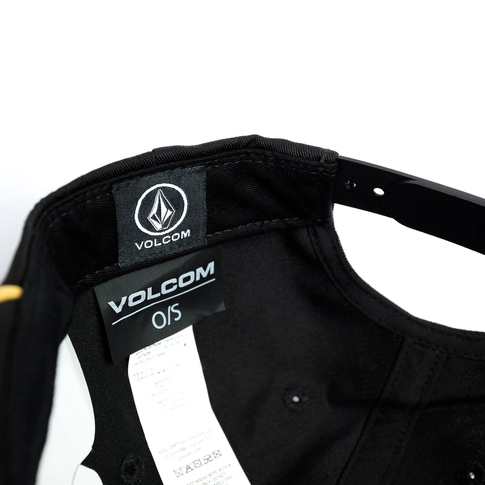 Volcom Stone Rope Snapback Cap Black Gold Raised Embroidery Curved Brim - Image 3 of 4