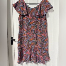 J Crew Paisley Ruffled Silk Lined Dress size 8