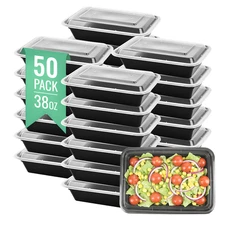 50-Pack 38oz Meal Prep Bento Boxes – Microwave, Freezer & Dishwasher Safe