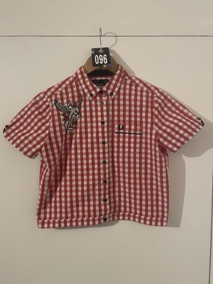 Fred Perry Amy Winehouse Gingham Karohemd rot Größe 10 gebraucht top