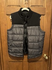 Rock & Republic Mens Puffer Vest Insulated Gray And Black Zip-Up Large
