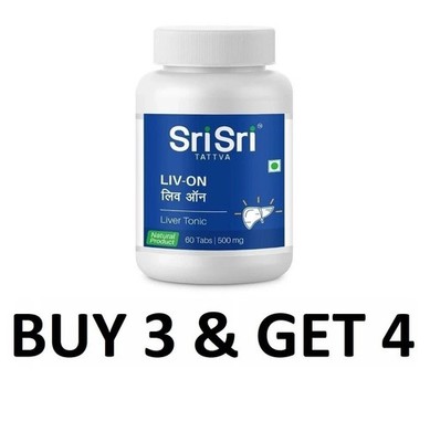 Sri Sri Tattva Liv-On,60 Tabs | 500mg , 100% Ayurvedic Formula (BUY 3 & GET 4)