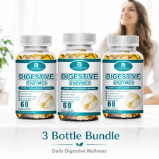 3 Bottle Digestive Enzymes 10 Billion CFU Probiotic Prebiotic 60 Count