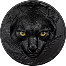 2024 Palau Ocelot Hunter by Night 2oz 9999 Silver Obsidian Black Coin SOLD OUT