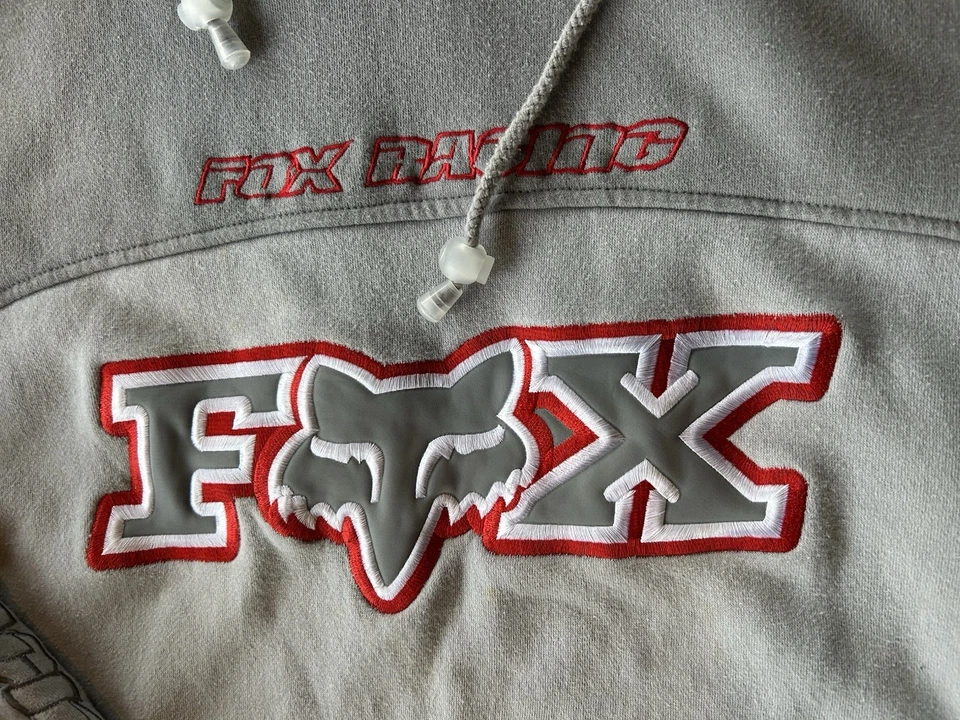 Vintage Y2K Fox Racing Two Tone Heavyweight Pullover Hoodie Sweatshirt Size L - Image 3 of 4