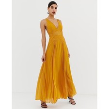 ASOS Marigold Yellow Lace Bridesmaid Maxi Dress