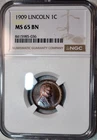NGC MS-65 RB 1909-P Lincoln Cent, Beautiful, Wood-Grain Toned Gem.