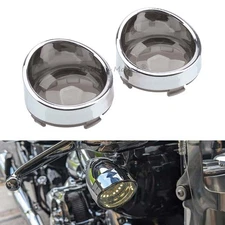 2pcs Smoke Turn Signal Light Len Cover w/Bezels Visor For Harley Touring Softail