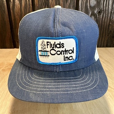Fluids Control Vintage Trucker Hat Denim Oil Rig Water Swingster 80s Snapback