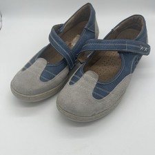Heavenly Feet Leather Suede Mary Jane Shoes Blue EU Size 38 Comfort