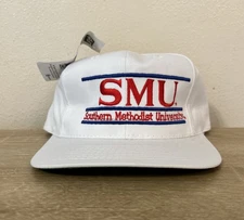 Vintage SMU Mustangs Hat Cap Snap Back White Red The Game Split Bar NWT 90’s